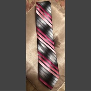( XL )Stacy Adams Grey & Pink Striped Tie
